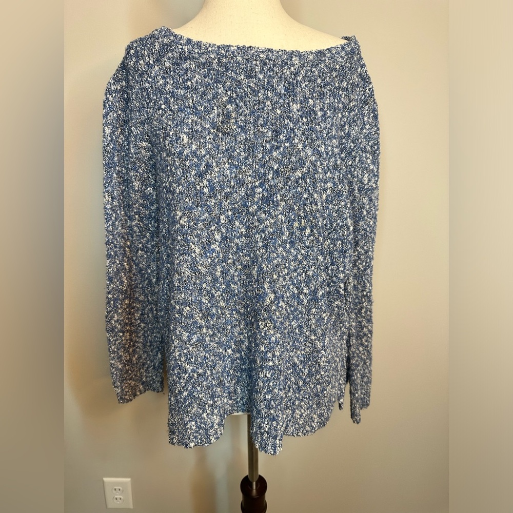 Sz XL Buffalo Davis Bitton wool blend blue knit speckled sweater side slits